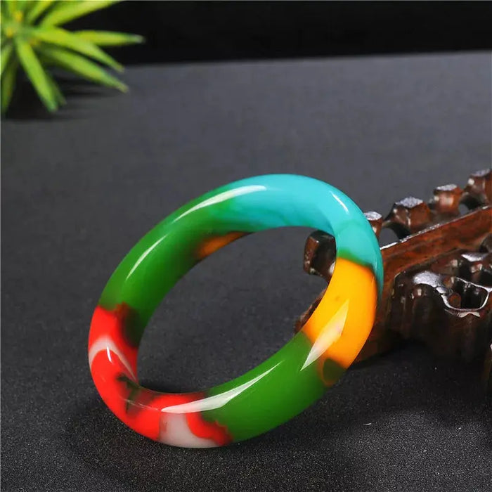 Jade Bangle Bracelet Genuine Hand-Carved Amulet - FinNiche Jewels