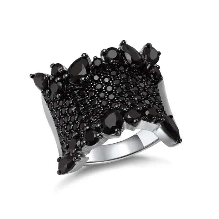 Natural Black Spinel Sterling Silver Cocktail Ring 4 Cts GZ ZONGFA Ali Express