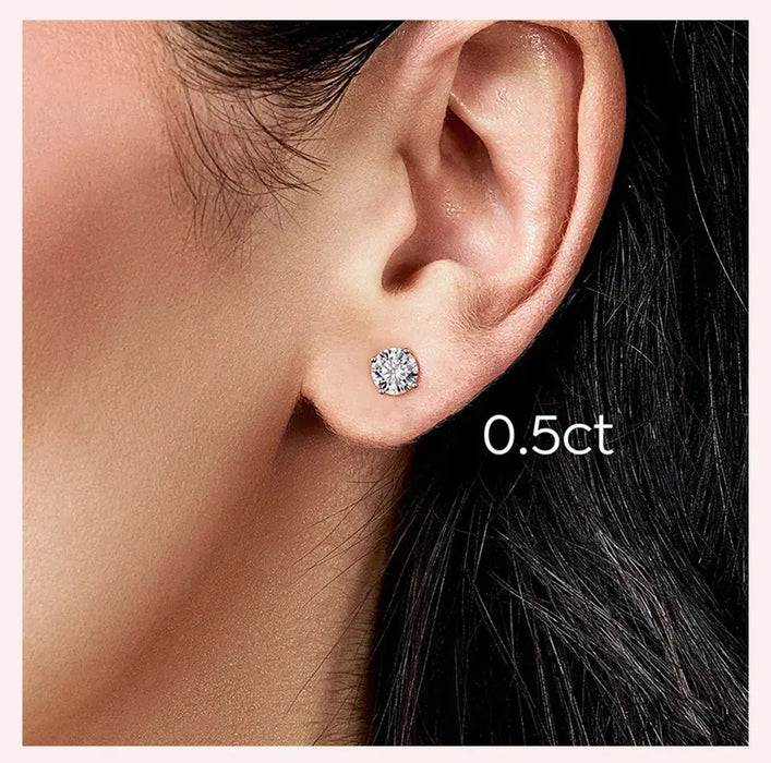 Moissanite Diamond Earrings on 14K Gold or Sterling Silver Studs Jinrom Official store Aliexpress