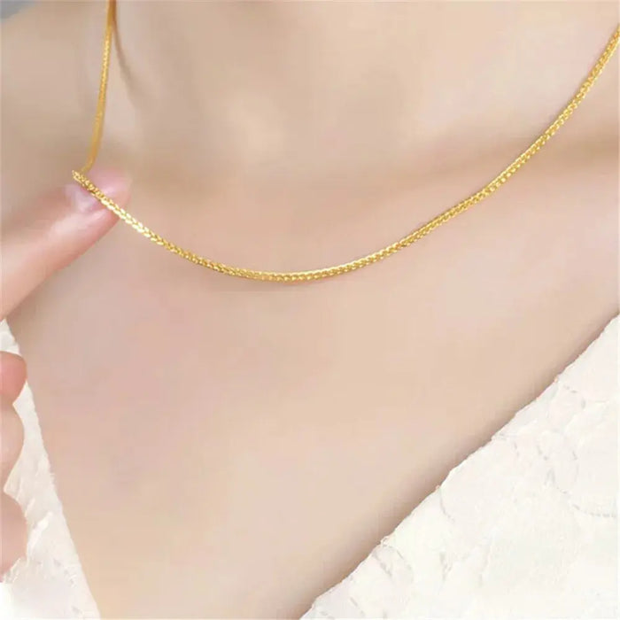 24K 999 Yellow Gold Chain 2.8g 17.3 inch A-Lee-Jewelry Ali Express