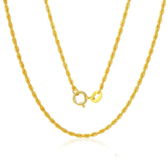 18k Yellow Gold Twisted Rope link chain 1.1-3.1gm Real Au750 Gold 45-50cm Realytrust Ali Express