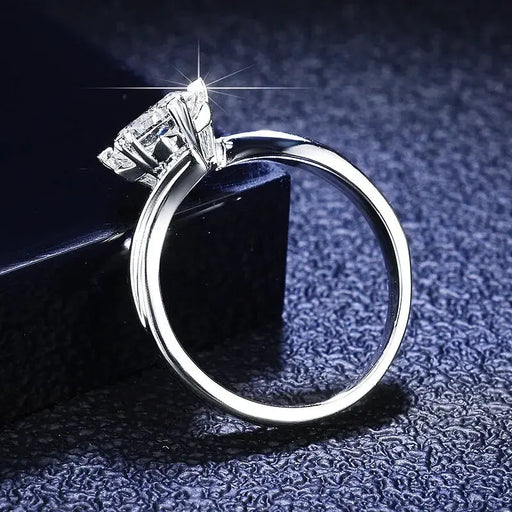 18K White Gold Heart Claws VVS 1 Carat D Color Moissanite Diamonds Ring Yanhui Ali Express