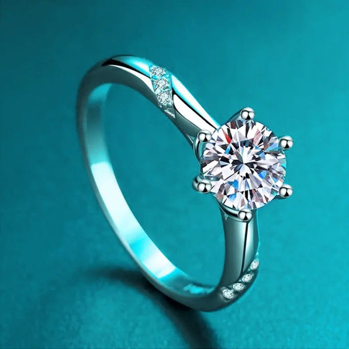 Moissanite Solitaire Engagement Ring on Silver SYMOUE Aliexpress