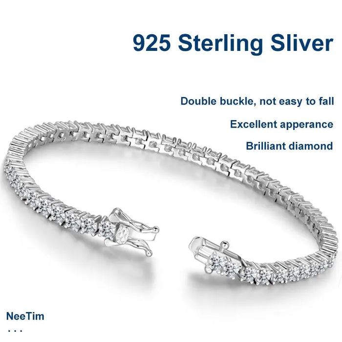 Moissanite Tennis Bracelet on Sterling Silver 18K Gold Plated NeeTim Aliexpress