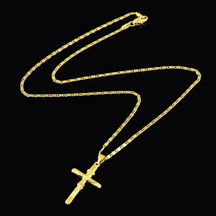24K Gold Filled Cross Charm Pendant Necklace Ali Express