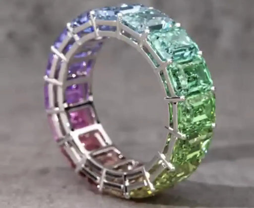 Beautiful Sapphire Multi-colored 18K Gold Ring FinNiche Jewels