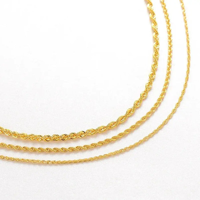 18k Yellow Gold Twisted Rope link chain 1.1-3.1gm Real Au750 Gold 45-50cm Realytrust Ali Express